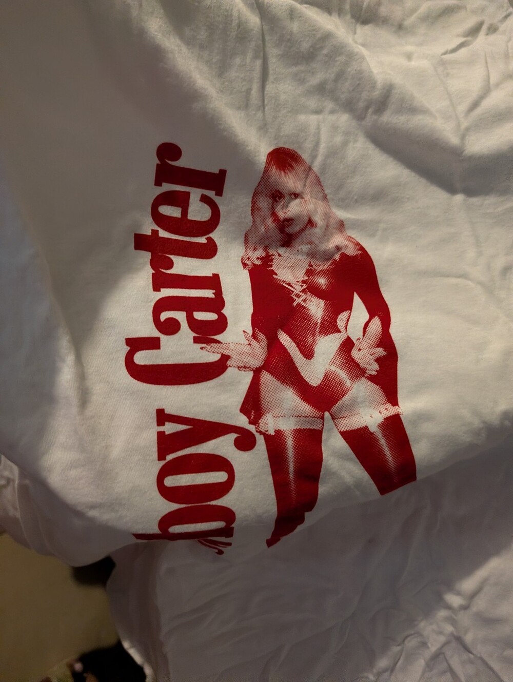 Cowboy Carter White Graphic Tee with Red Pinup Print